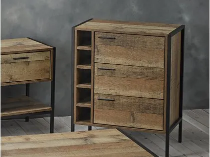 LPD Hoxton Rustic 3 Drawer Wine Cabinet LPD Hoxton Rustic 3 Drawer Wine Cabinet