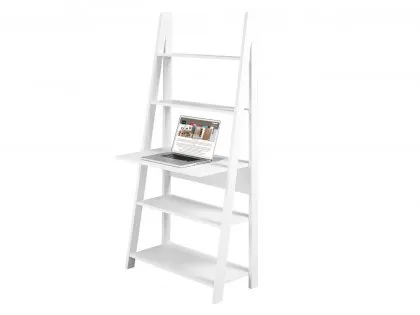 LPD Tiva White Ladder Shelving Unit with Desk LPD Tiva White Ladder Shelving Unit with Desk
