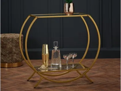 LPD Zenor Glass and Gold Console Table LPD Zenor Glass and Gold Console Table
