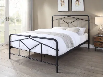 Flintshire Axton 4ft6 Double Sand Blast Black Metal Bed Frame