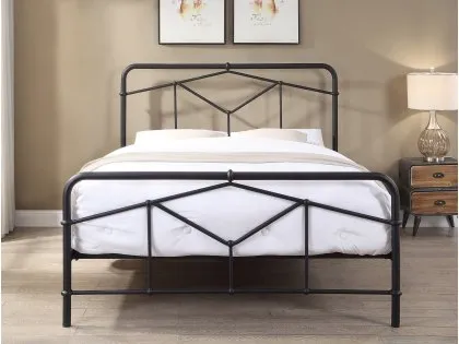 Flintshire Axton 5ft King Size Sand Blast Black Metal Bed Frame