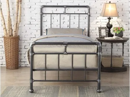 Flintshire Cilcain 3ft Single Black and Silver Metal Bed Frame