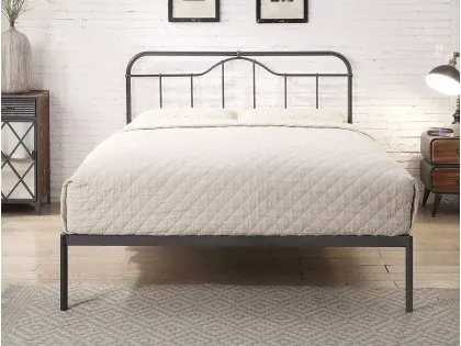 Flintshire Oakenholt 4ft6 Double Black and Silver Metal Bed Frame