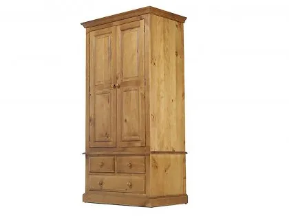 Archers Berwick 2 Door 3 Drawer Pine Wooden Double Wardrobe (Part Assembled)