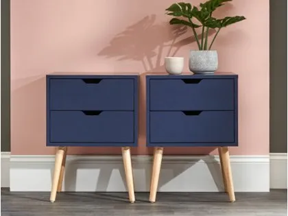 GFW Nyborg Nightshadow Blue Pair of 2 Bedside Tables GFW Nyborg Nightshadow Blue Pair of 2 Bedside Tables