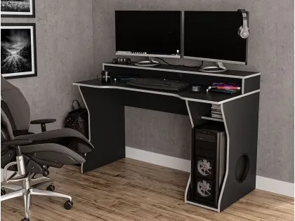 Birlea Enzo Black and Silver Gaming Computer Desk Birlea Enzo Black and Silver Gaming Computer Desk