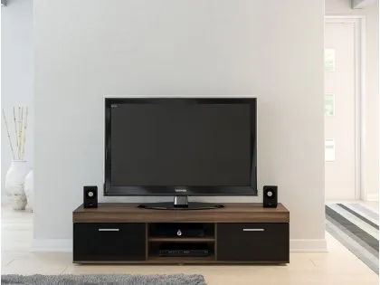 Birlea Edgeware Walnut and Black High Gloss TV Unit