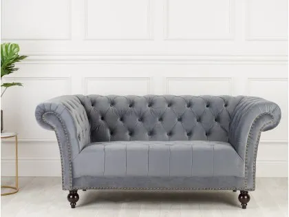 Birlea Chester Grey Velvet Fabric 2 Seater Sofa Birlea Chester Grey Velvet Fabric 2 Seater Sofa