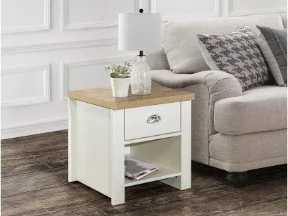 Birlea Highgate Cream and Oak Effect 1 Drawer Lamp Table Birlea Highgate Cream and Oak Effect 1 Drawer Lamp Table
