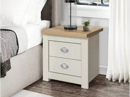 Birlea Highgate Cream and Oak Effect 2 Drawer Bedside Table Birlea Highgate Cream and Oak Effect 2 Drawer Bedside Table