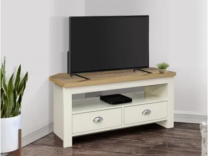 Birlea Highgate Cream and Oak Effect Corner TV Unit Birlea Highgate Cream and Oak Effect Corner TV Unit