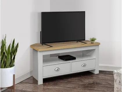 Birlea Highgate Grey and Oak Effect Corner TV Unit Birlea Highgate Grey and Oak Effect Corner TV Unit