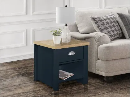 Birlea Highgate Navy and Oak Effect 1 Drawer Lamp Table Birlea Highgate Navy and Oak Effect 1 Drawer Lamp Table