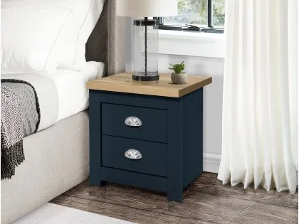 Birlea Highgate Navy and Oak Effect 2 Drawer Bedside Table Birlea Highgate Navy and Oak Effect 2 Drawer Bedside Table
