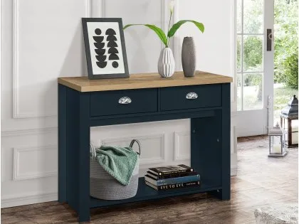Birlea Highgate Navy and Oak Effect 2 Drawer Console Table Birlea Highgate Navy and Oak Effect 2 Drawer Console Table
