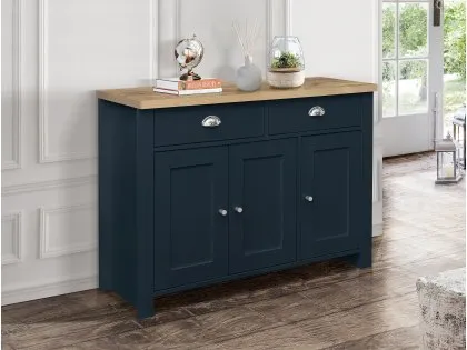 Birlea Highgate Navy and Oak Effect 3 Door 2 Drawer Sideboard Birlea Highgate Navy and Oak Effect 3 Door 2 Drawer Sideboard