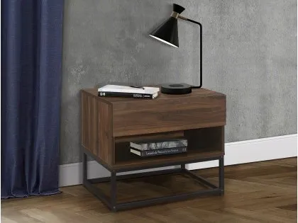 Birlea Houston Walnut Effect 1 Drawer Bedside Table