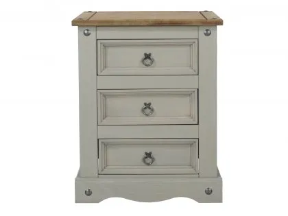 Core Corona Grey and Pine 3 Drawer Bedside Table