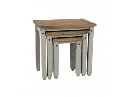 Core Corona Grey and Waxed Pine Nest of Tables Core Corona Grey and Waxed Pine Nest of Tables