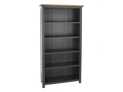 Core Dunkeld Midnight Blue and Oak Tall Bookcase Core Dunkeld Midnight Blue and Oak Tall Bookcase