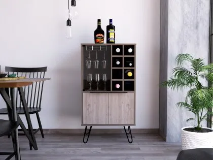 Core Nevada Smoked Oak and Grey Oak Effect 2 Door Wine Cabinet Core Nevada Smoked Oak and Grey Oak Effect 2 Door Wine Cabinet