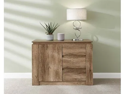 GFW Canyon Oak 1 Door 3 Drawer Compact Sideboard GFW Canyon Oak 1 Door 3 Drawer Compact Sideboard