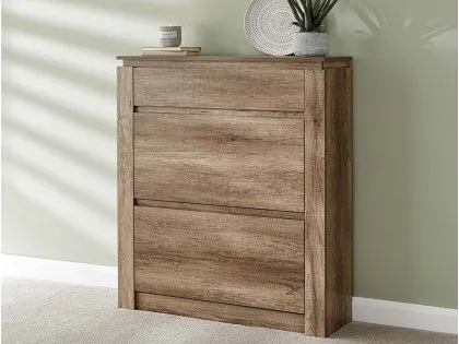 GFW Canyon Oak 2 Door 1 Drawer Shoe Cabinet GFW Canyon Oak 2 Door 1 Drawer Shoe Cabinet