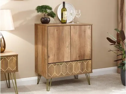 GFW Orleans Mango Effect 2 Door 1 Drawer Wine Cabinet GFW Orleans Mango Effect 2 Door 1 Drawer Wine Cabinet