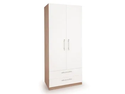 Harmony Hyde White and Oak 2 Door 2 Drawer Double Wardrobe Harmony Hyde White and Oak 2 Door 2 Drawer Double Wardrobe