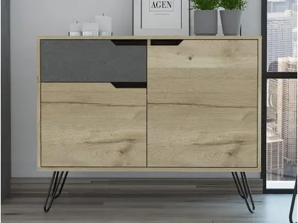Core Manhattan Pine and Stone Effect 2 Door 1 Drawer Small Sideboard Core Manhattan Pine and Stone Effect 2 Door 1 Drawer Small Sideboard