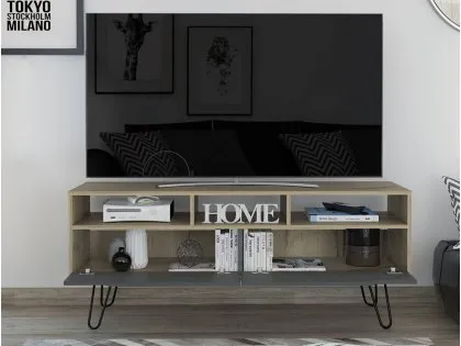 Core Manhattan Pine and Stone Effect 2 Door Wide Screen TV Unit