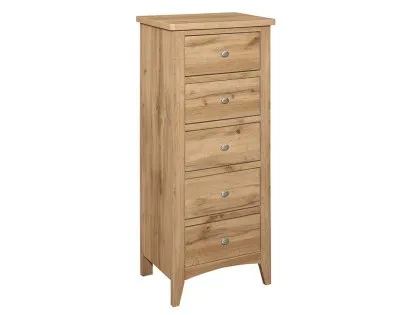 Birlea Hampstead Oak 5 Drawer Tall Narrow Chest of Drawers