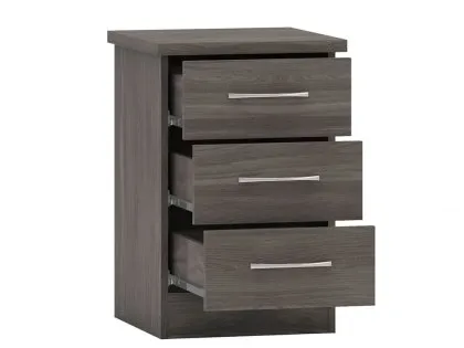 Seconique Nevada Black 3 Drawer Bedside Table