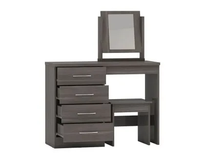 Seconique Nevada Black 4 Drawer Dressing Table and Stool