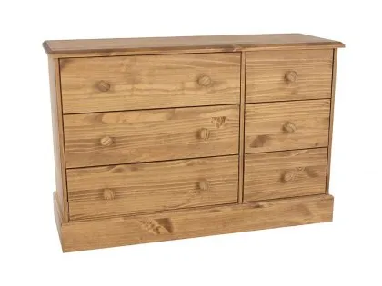 Core Cotswold Pine 3+3 Drawer Wide Wooden Chest of Drawers Core Cotswold Pine 3+3 Drawer Wide Wooden Chest of Drawers