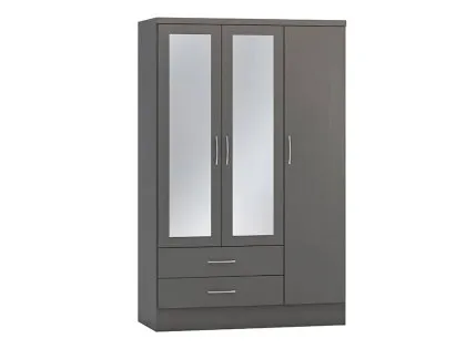 Seconique Nevada Matt Grey 3 Door 2 Drawer Mirrored Wardrobe Seconique Nevada Matt Grey 3 Door 2 Drawer Mirrored Wardrobe