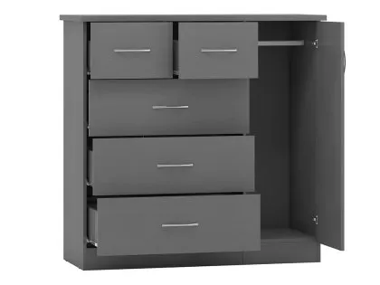 Seconique Nevada Matt Grey 1 Door 5 Drawer Chest of Drawers