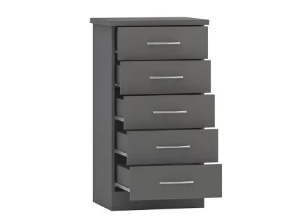 Seconique Nevada Matt Grey 5 Drawer Chest of Drawers