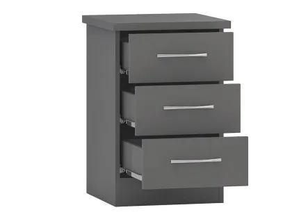 Seconique Nevada Matt Grey 3 Drawer Bedside Table