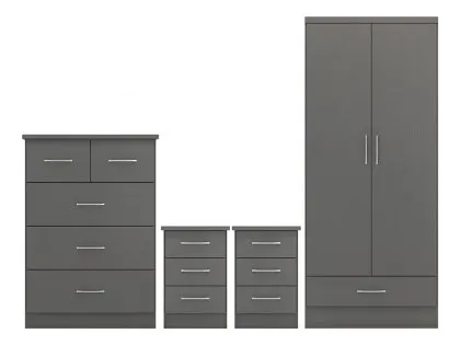 Seconique Nevada Matt Grey 4 Piece Bedroom Furniture Package Seconique Nevada Matt Grey 4 Piece Bedroom Furniture Package