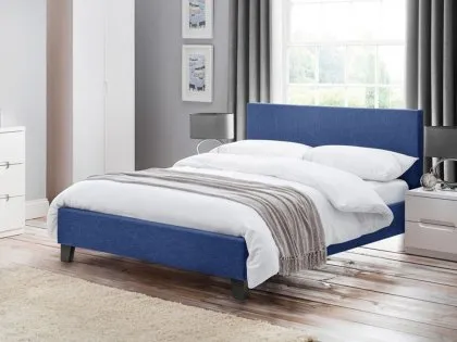 Julian Bowen Rialto Dark Blue Linen Fabric Bed Frame Julian Bowen Rialto Dark Blue Linen Fabric Bed Frame