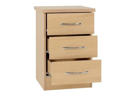 Seconique Nevada Sonoma Oak 3 Drawer Bedside Table