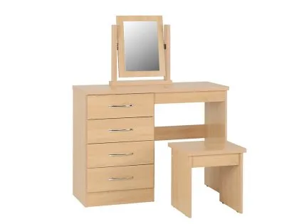 Seconique Nevada Sonoma Oak 4 Drawer Pedestal Dressing Table and Stool Seconique Nevada Sonoma Oak 4 Drawer Pedestal Dressing Table and Stool