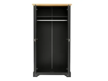 Seconique Toledo Grey and Oak 2 Door Double Wardrobe