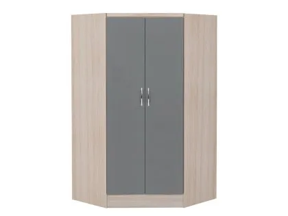 Seconique Nevada Grey Gloss and Oak 2 Door Corner Wardrobe Seconique Nevada Grey Gloss and Oak 2 Door Corner Wardrobe
