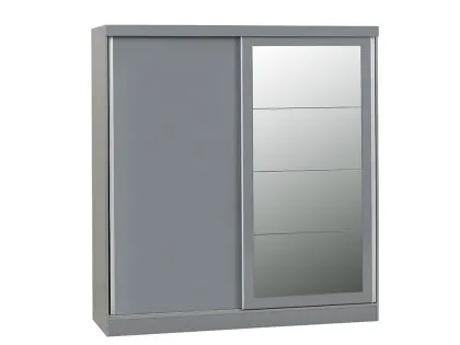 Seconique Nevada Grey High Gloss Sliding Mirrored Wardrobe Seconique Nevada Grey High Gloss Sliding Mirrored Wardrobe