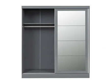 Seconique Nevada Grey High Gloss Sliding Mirrored Wardrobe