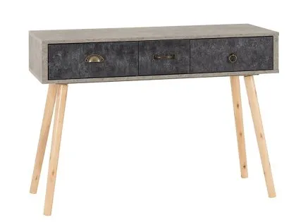 Seconique Nordic Concrete Effect 3 Drawer Console Table Seconique Nordic Concrete Effect 3 Drawer Console Table