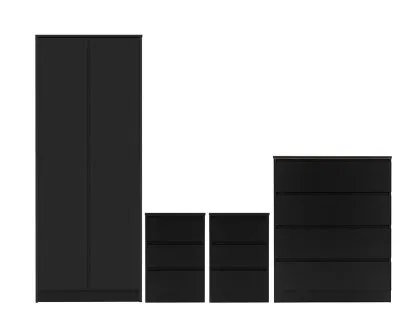 Seconique Malvern Black 4 Piece Bedroom Furniture Package Seconique Malvern Black 4 Piece Bedroom Furniture Package