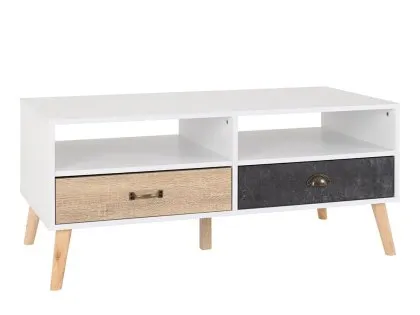 Seconique Nordic White and Oak 2 Drawer Coffee Table Seconique Nordic White and Oak 2 Drawer Coffee Table
